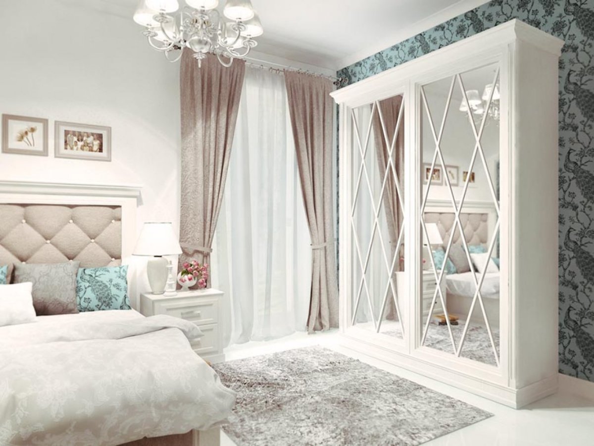 Шкаф купе 3 двери с фацетом Неоклассика белый