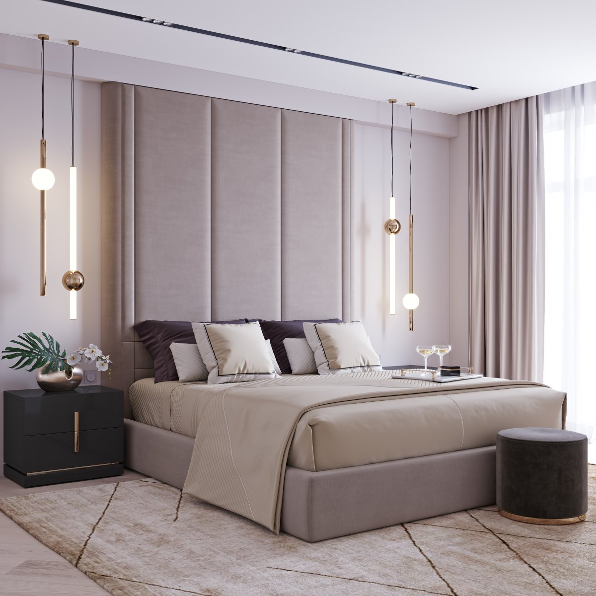 Спальня в нежных пастельных тонах