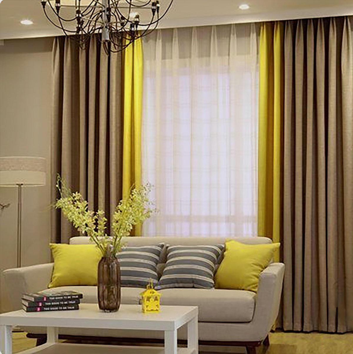 Горчичные шторы