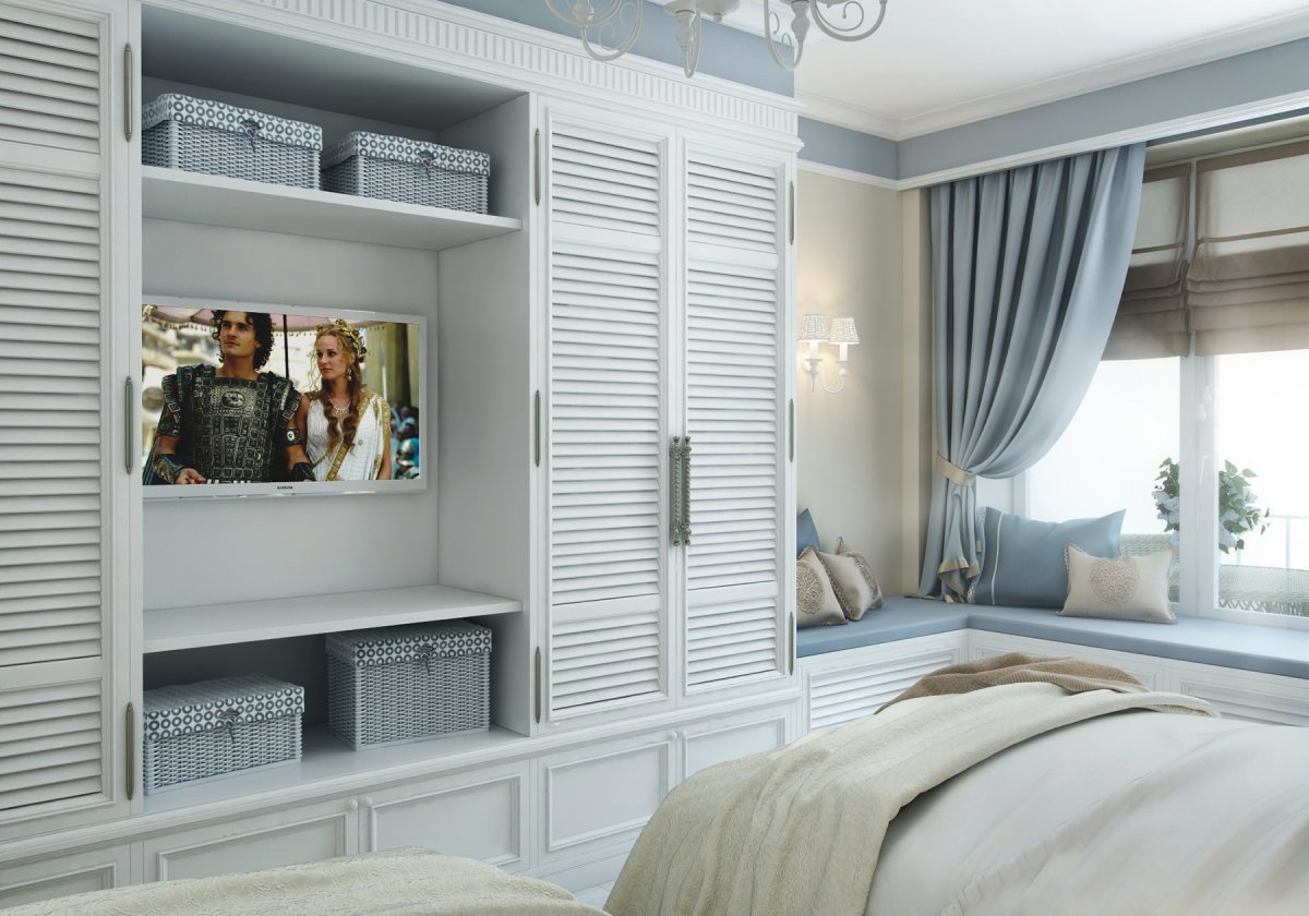 Шкаф с жалюзийными дверцами в стиле Прованс