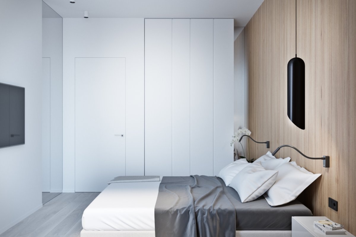 Минималистичная мебель спальня шкаф