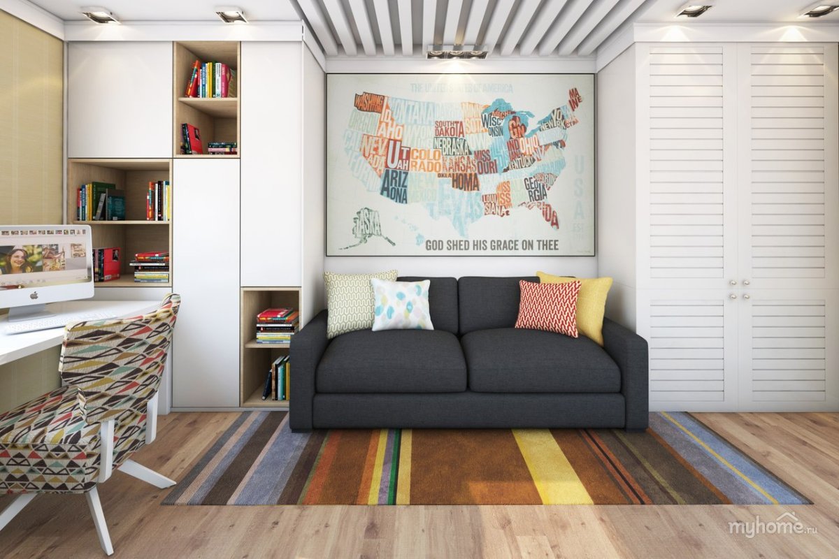 Интерьер молодежной комнаты Скандинавский стиль