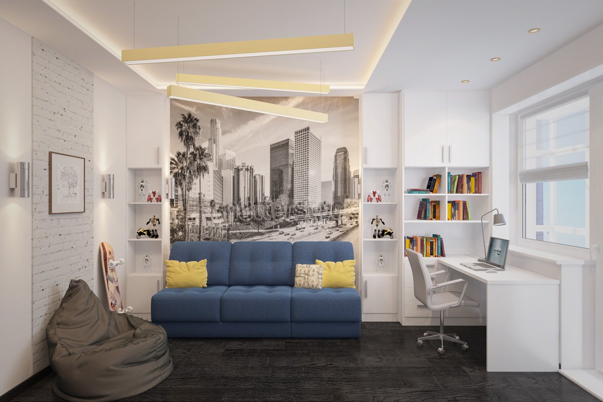 Комната для подростка в синих тонах