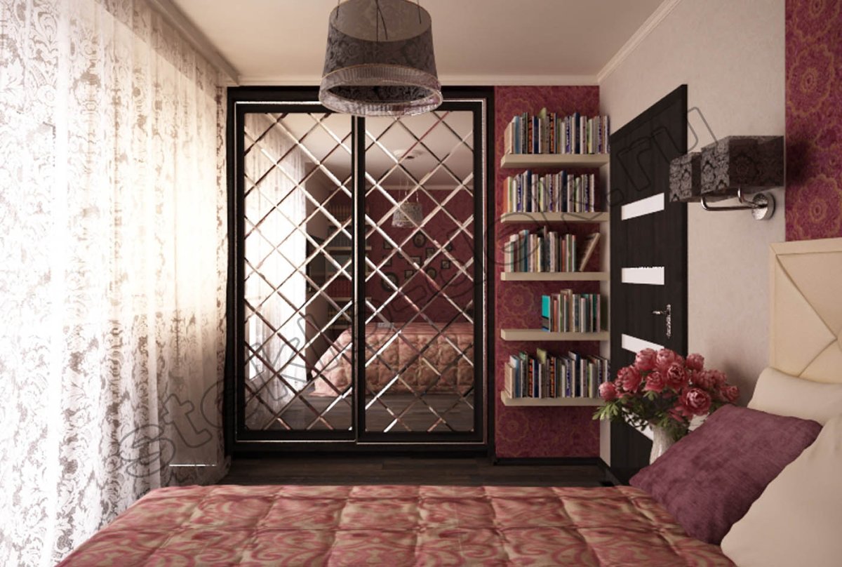 Шкаф купе с зеркальной плиткой