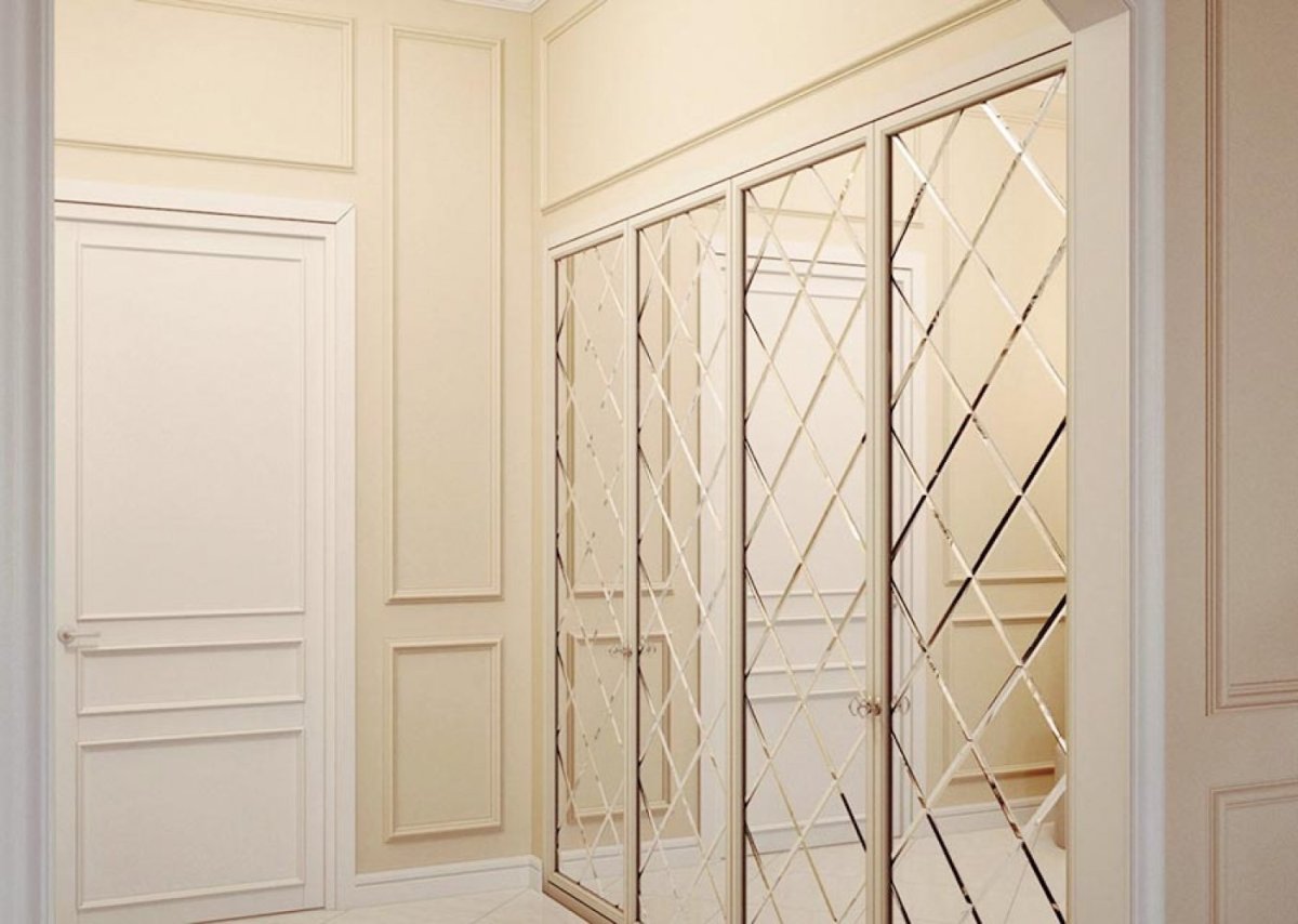 Двери купе аристо с зеркалом