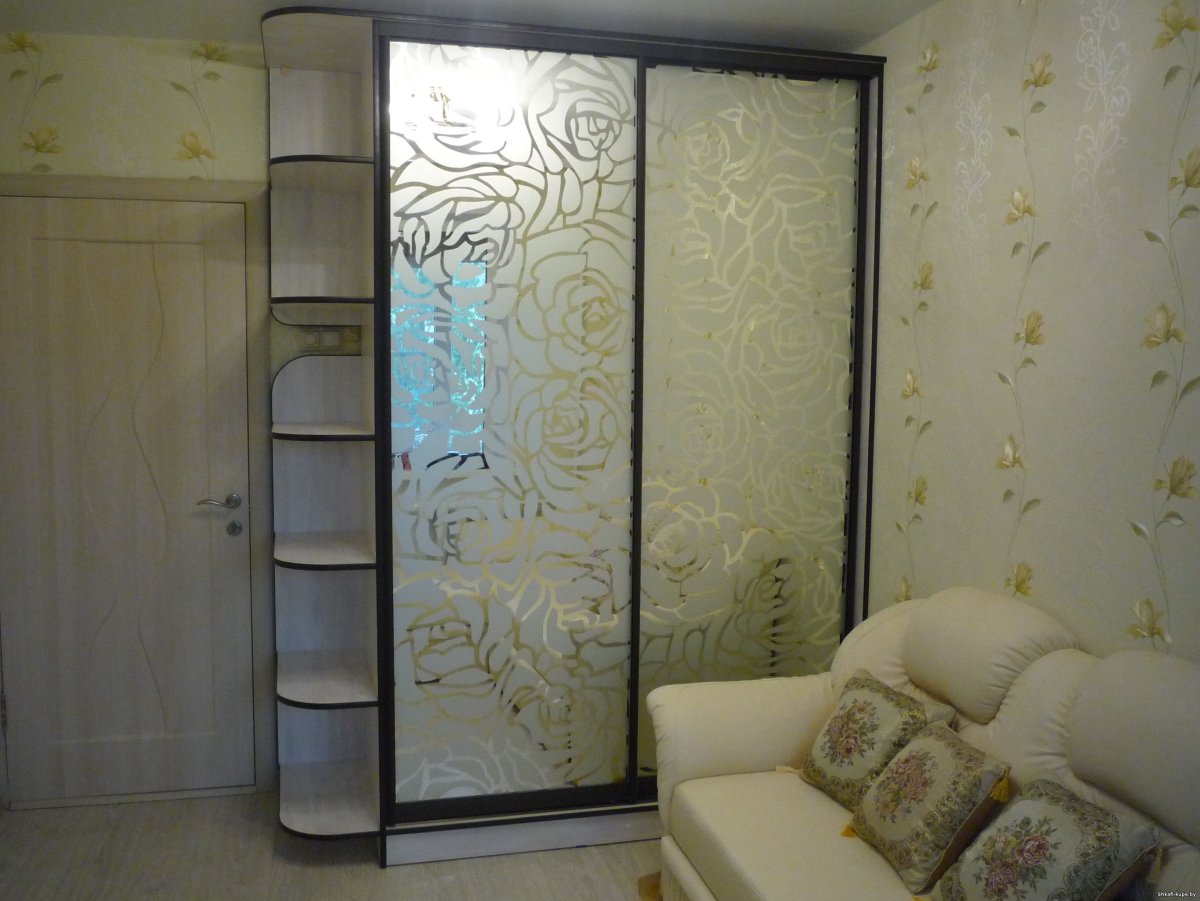 Шкаф купе с кожаными вставками