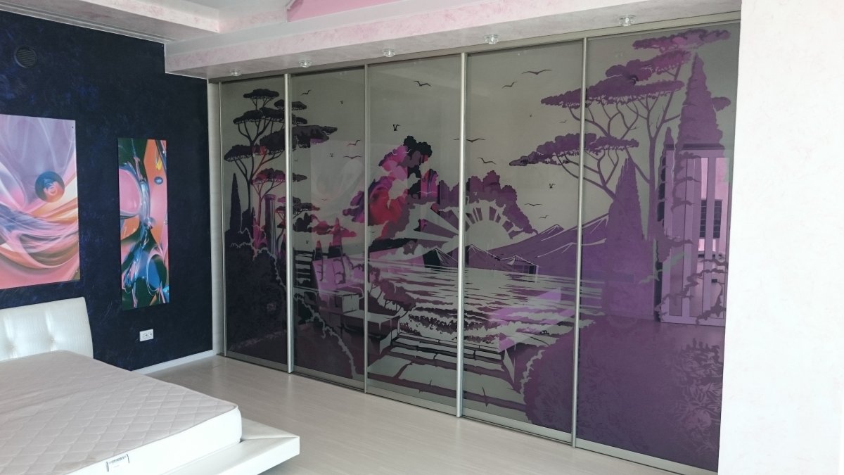 Шкаф купе с декором зеркальным