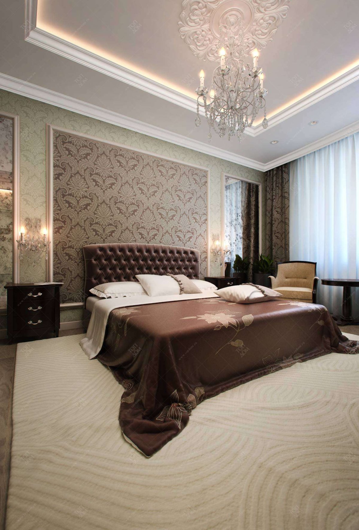 Спальня в викторианском стиле бордо