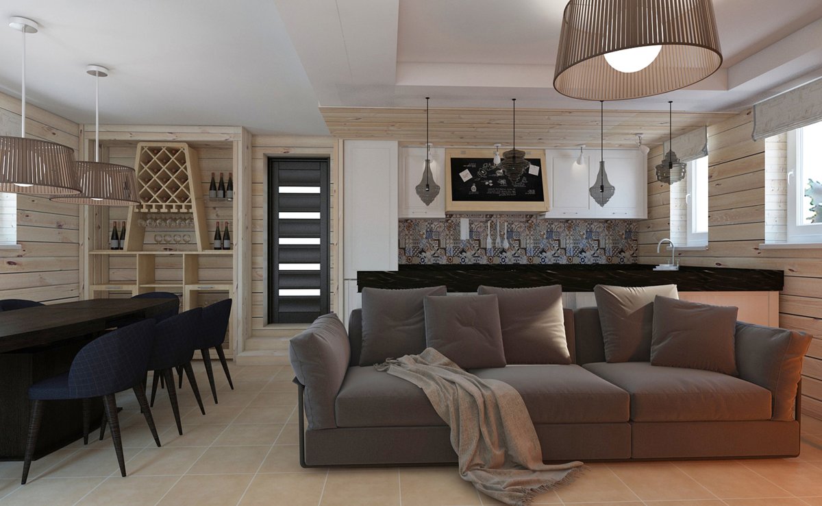 Маленькая кухня гостиная с диваном