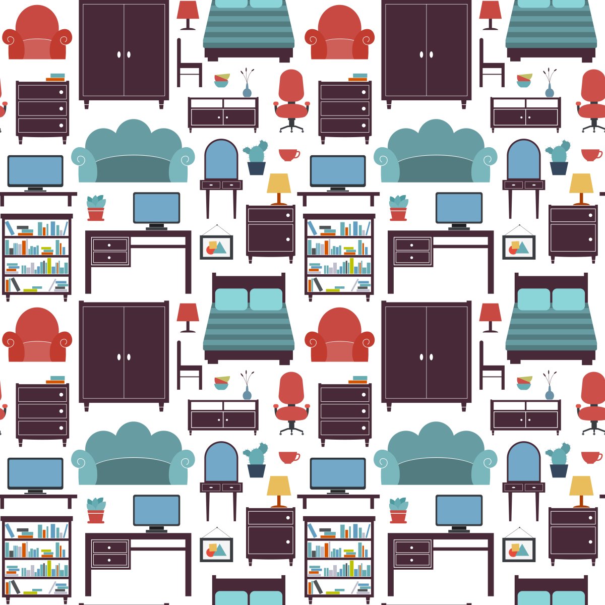 Паттерн мебель вектор