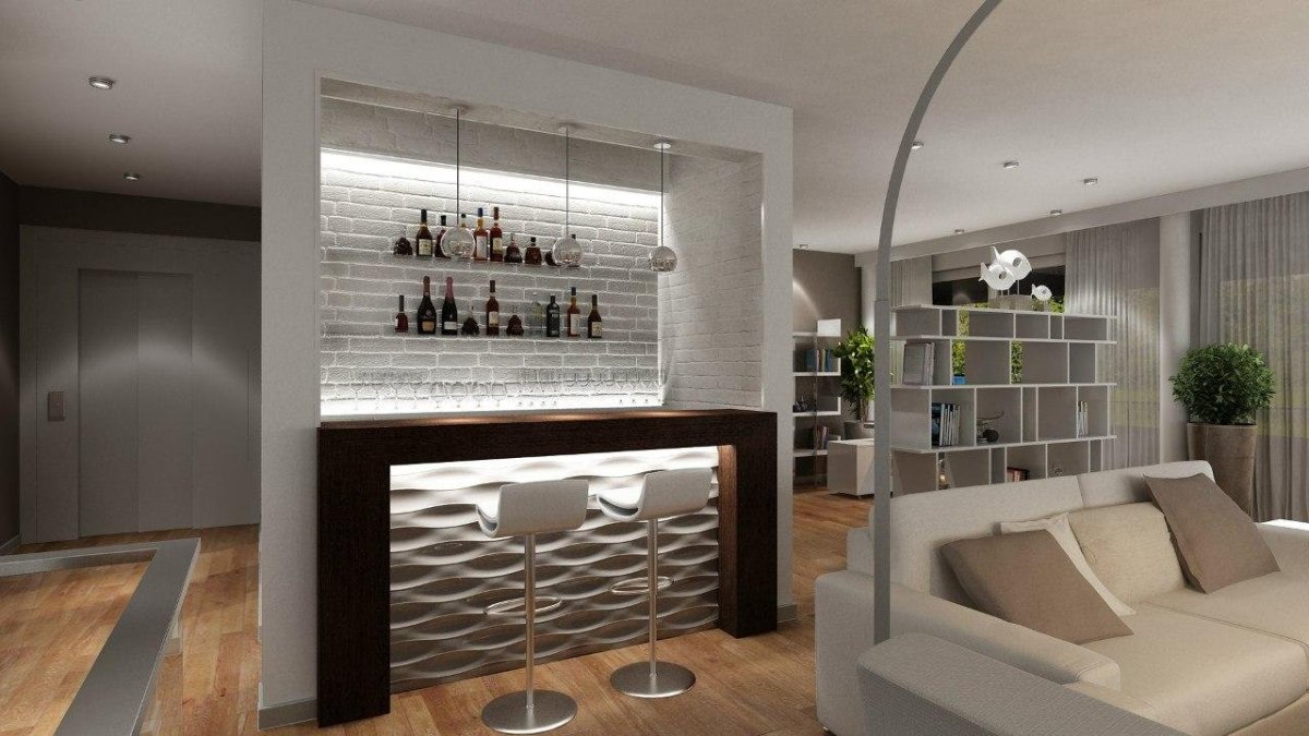 Стойка за диваном в гостиной