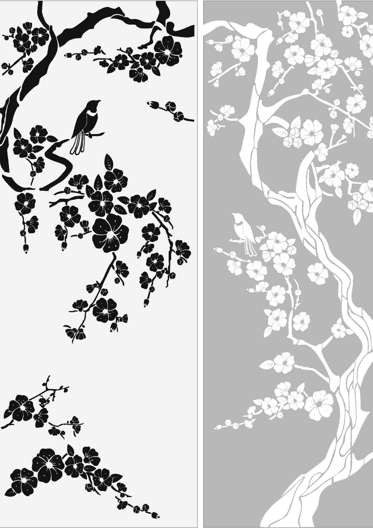 Ветка Сакуры трафарет на стену