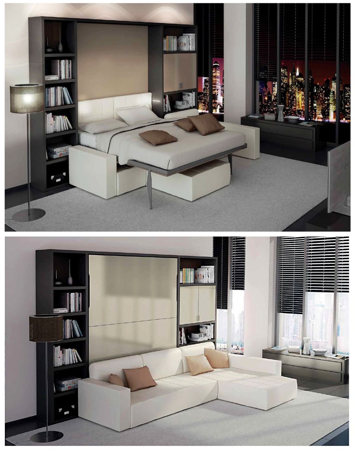 Дизайн студий 20м с кроватью трансформер