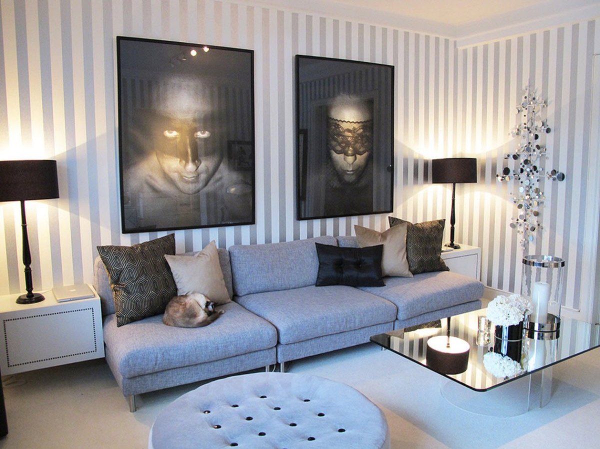 Голубой и коричневый в интерьере