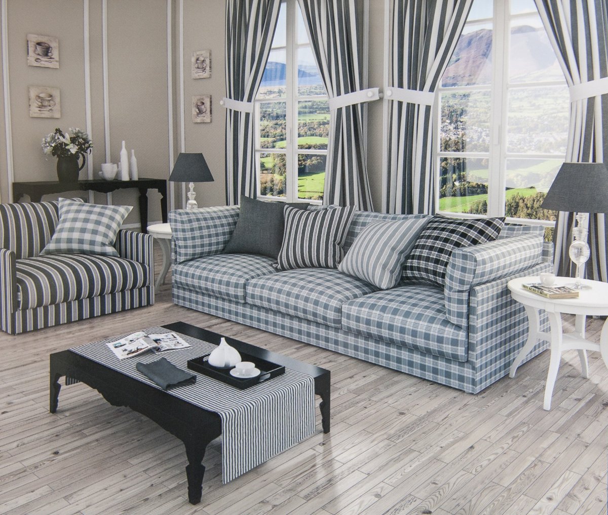 Диван тканевый в полоску