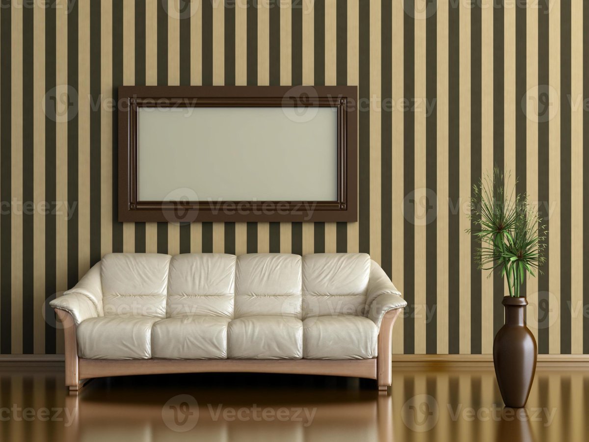 Вертикальные полосы на стене в интерьере