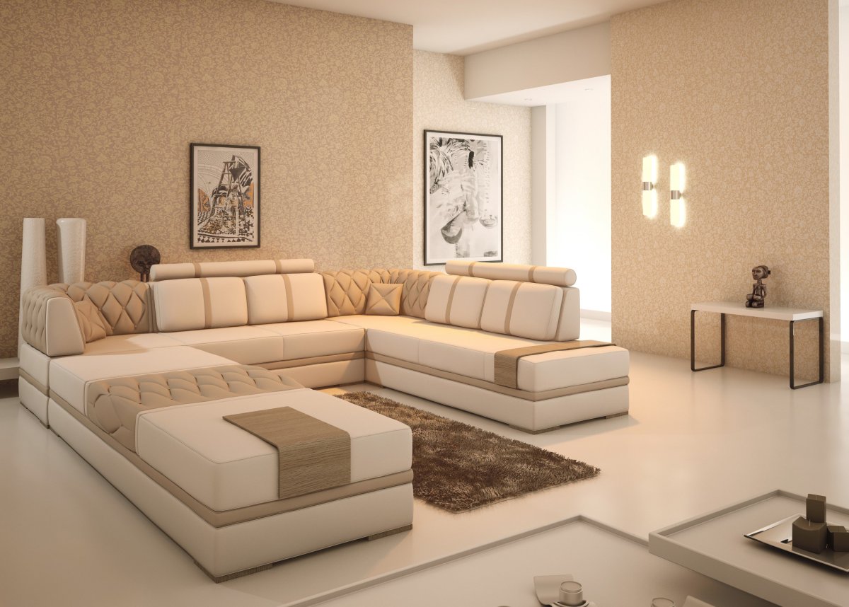 Кофейный диван в интерьере