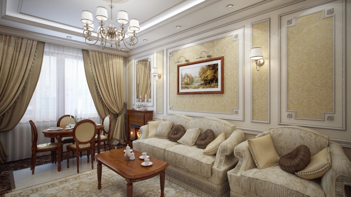 Классический интерьер маленькой гостиной