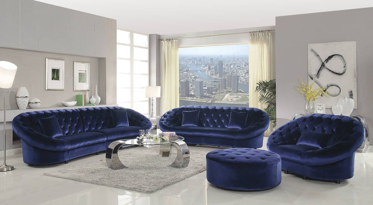 Диван лофт в синем бархате