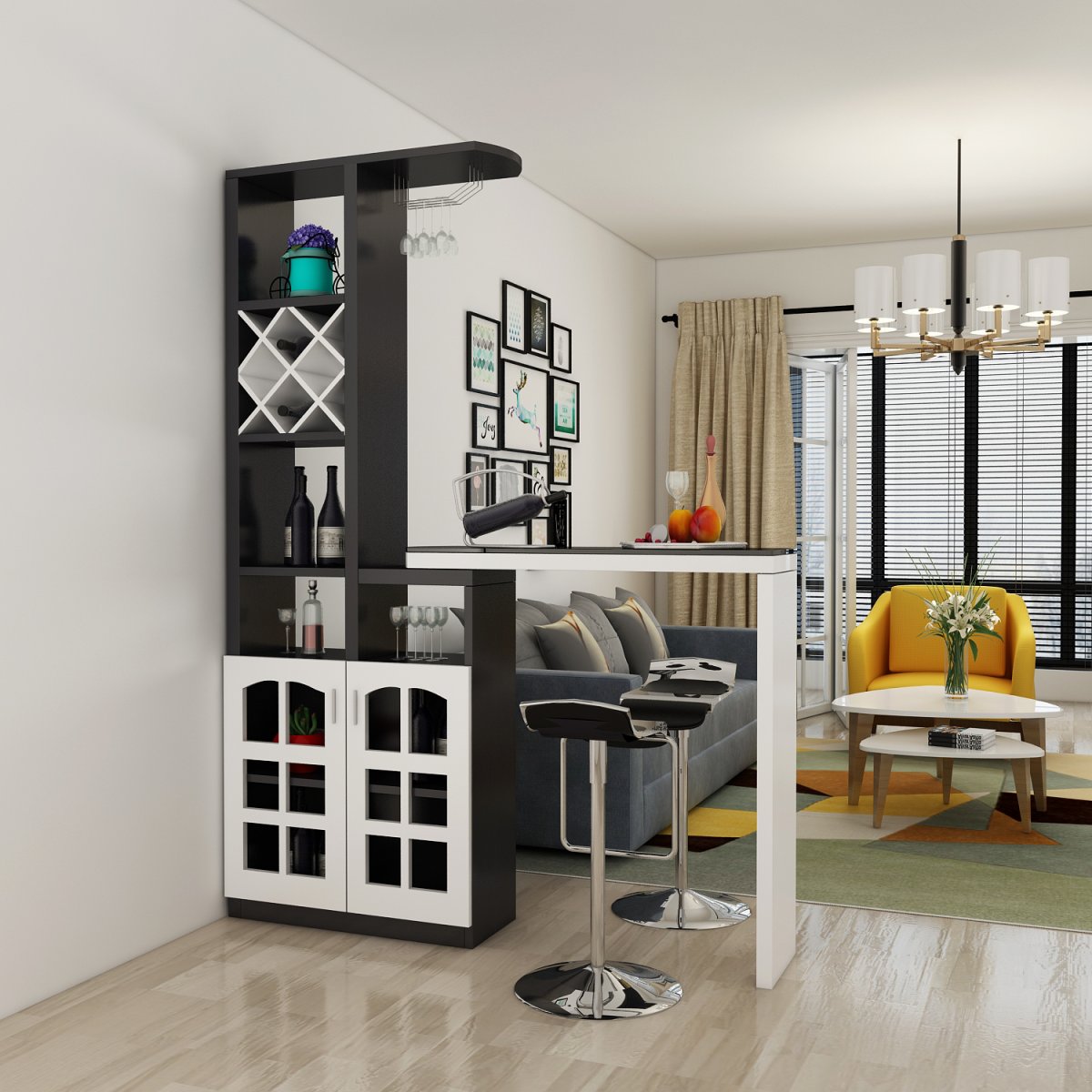 Барная стойка с хромированной трубой