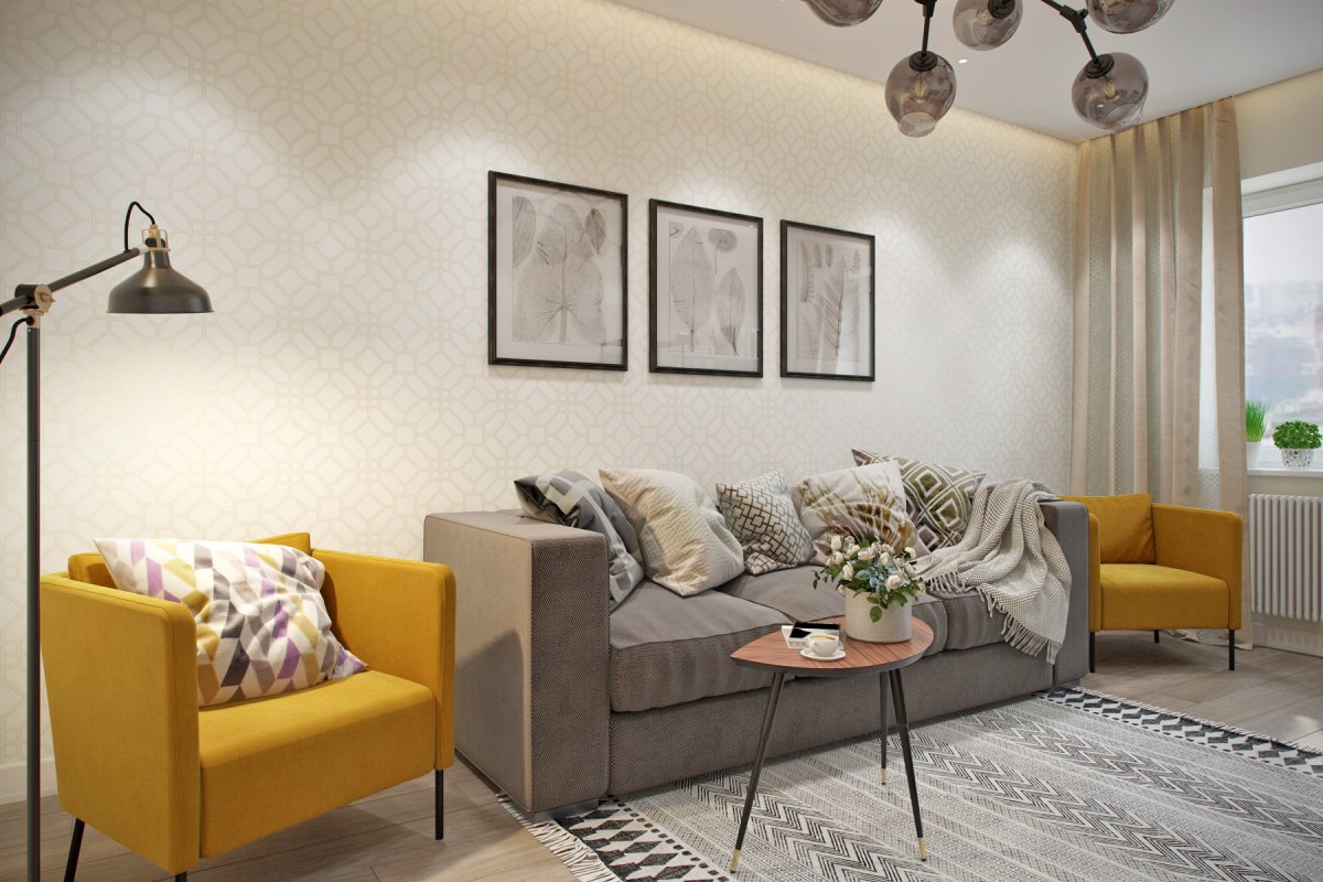 Гостиная в скандинавском стиле 15 кв м