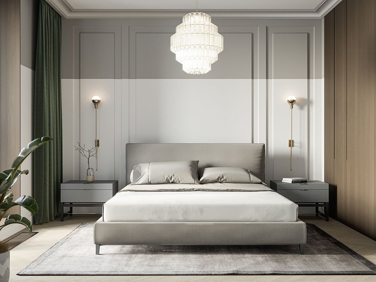 Спальня с молдингами в современном стиле