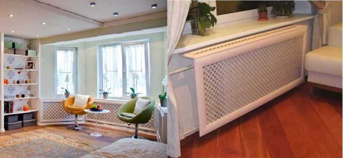 Прячем радиаторы отопления в гостиной