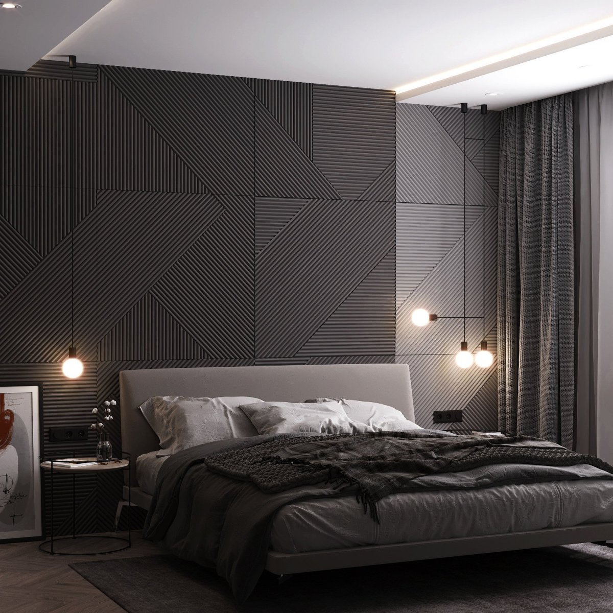 Спальня в черно золотом цвете