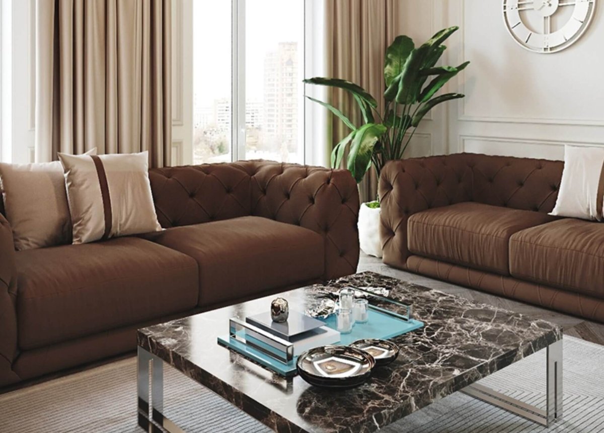 Серо бежевый диван в интерьере