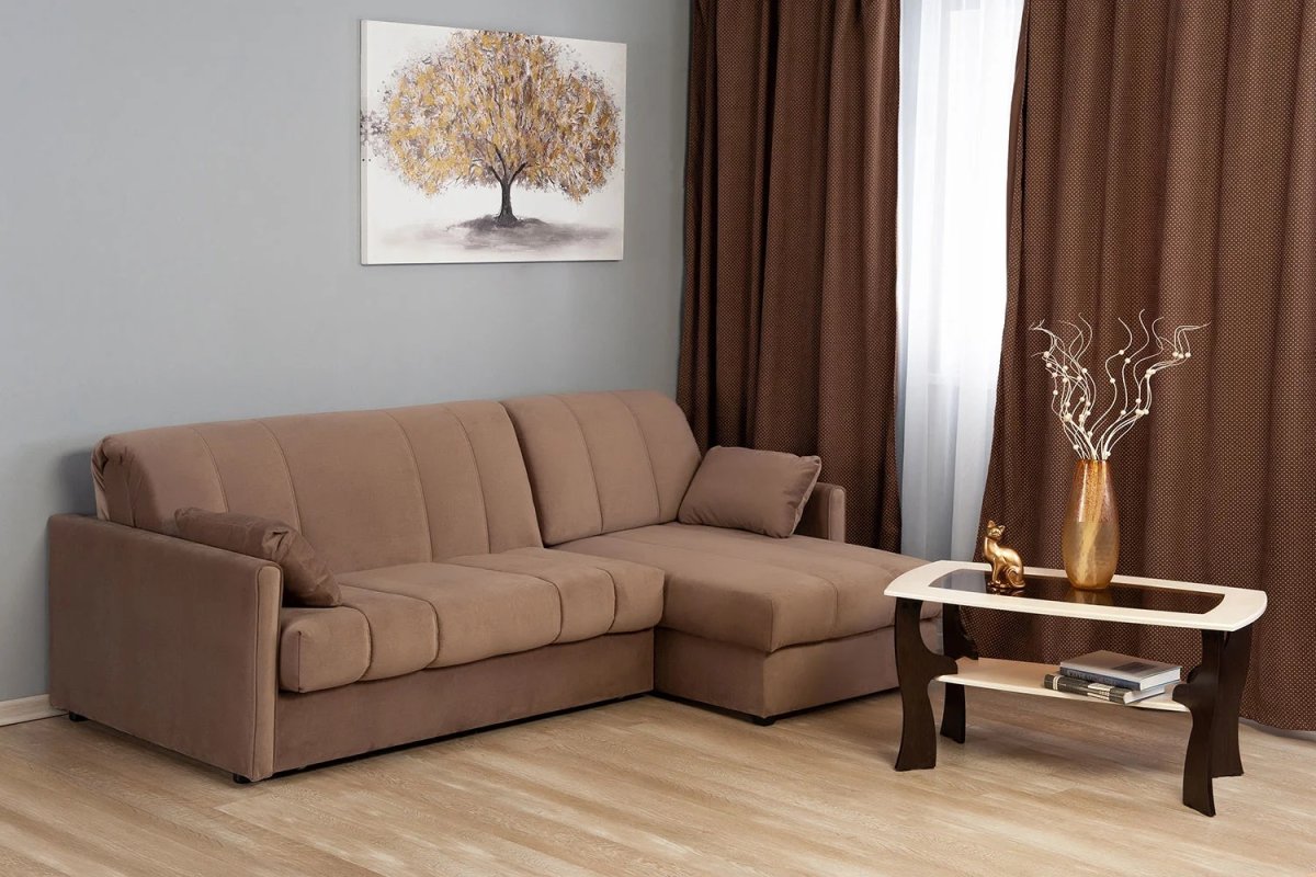 Диван коричневый с бежевым