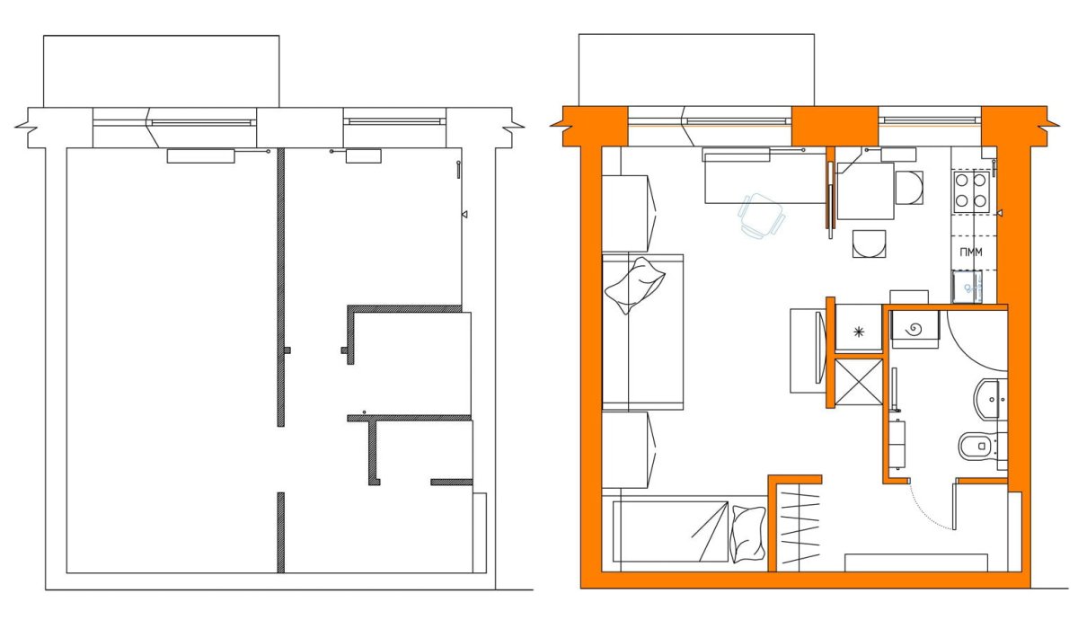 Расстановка мебели в узкой комнате