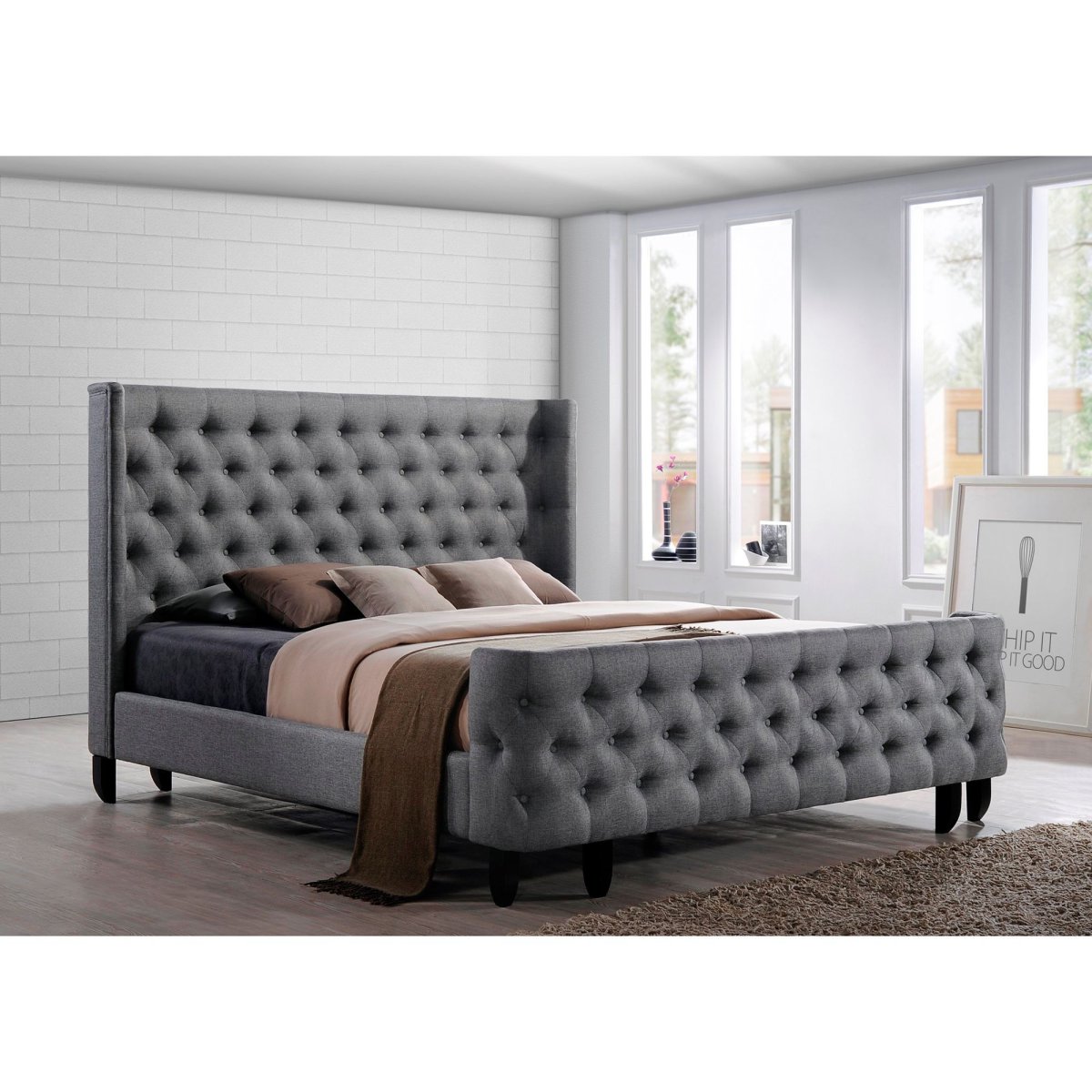 Кровать Кинг сайз с железной спинкой