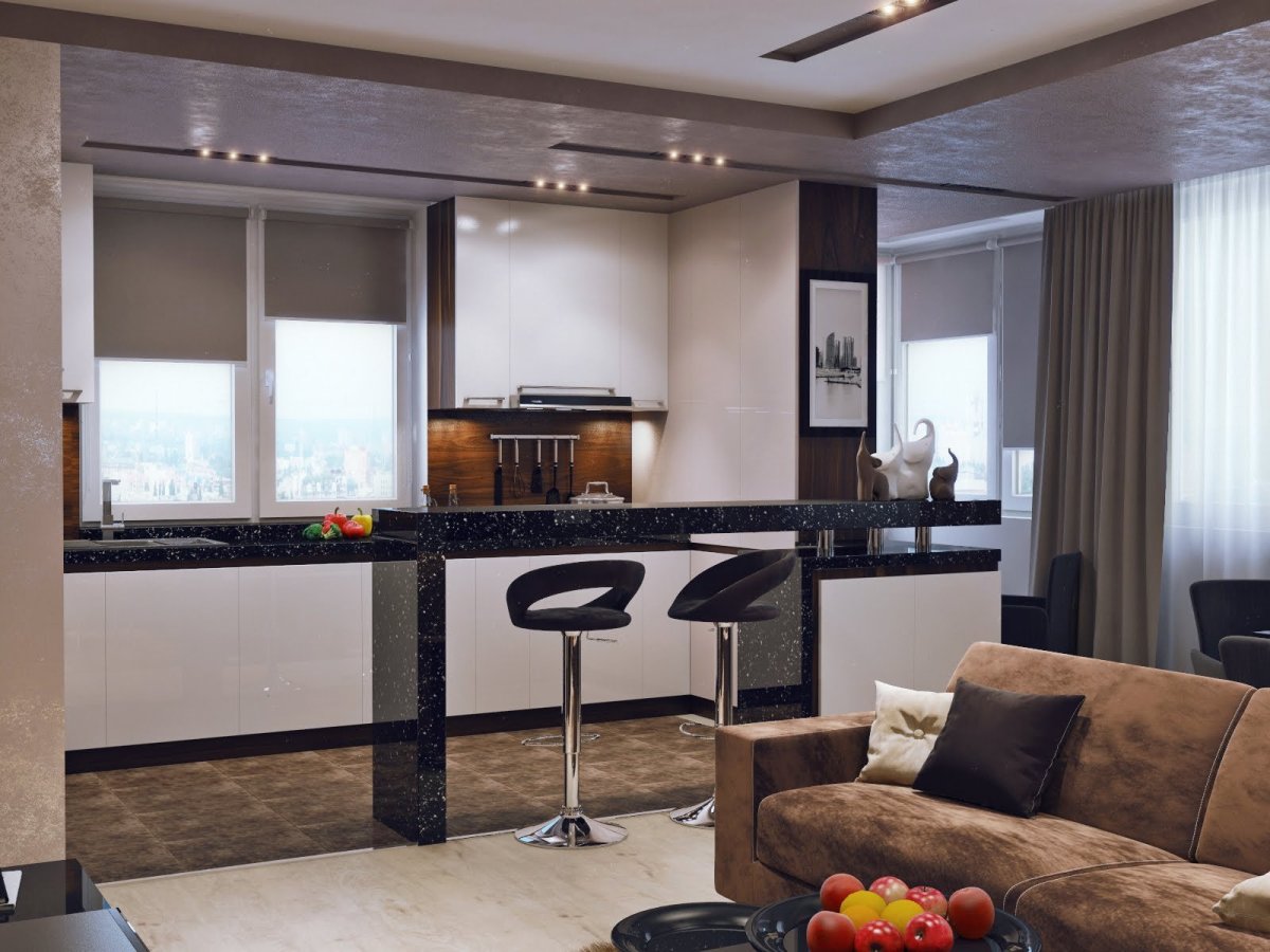 Кухня 11 кв с барной стойкой