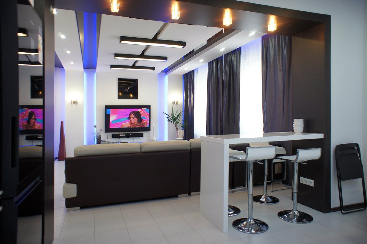 Гостиная совмещенная с кухней