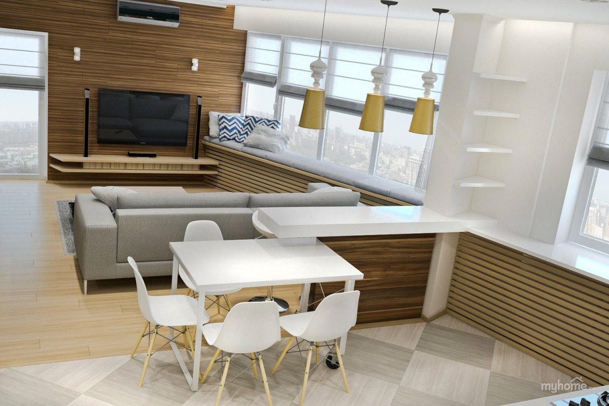 Барная стойка за диваном