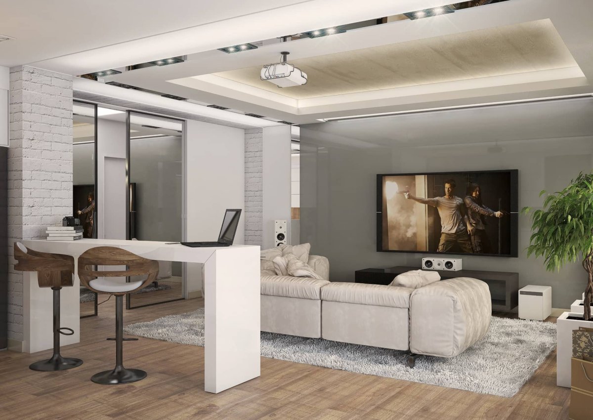 Диван рядом с барной стойкой