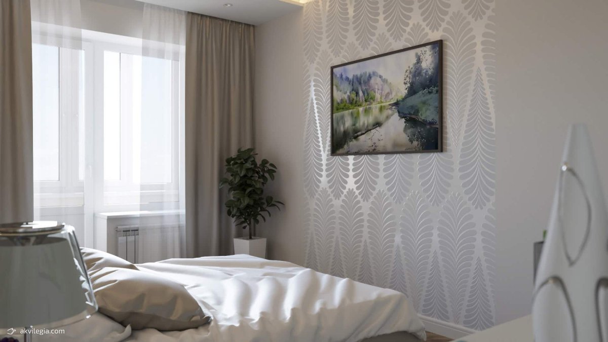 Акцентная стена в спальне напротив кровати