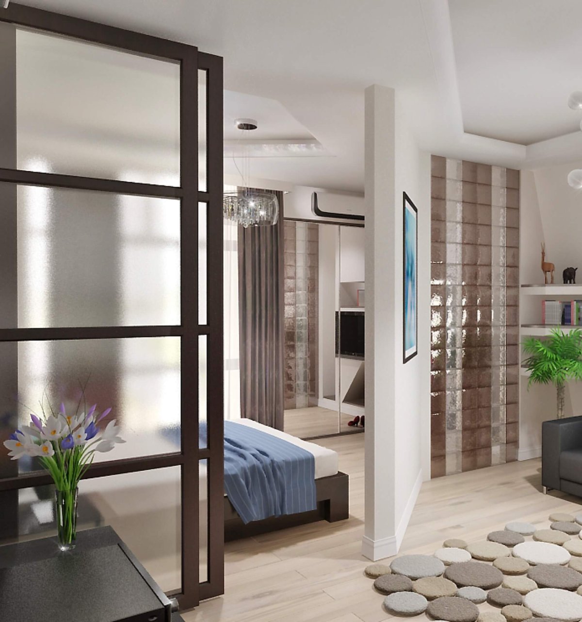 Перегородка для зонирования спальни