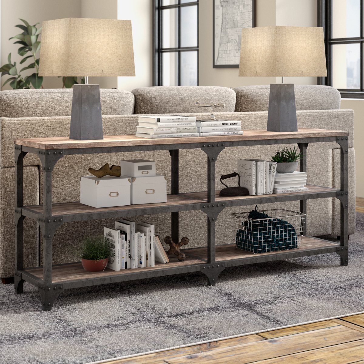 Стеллаж за диваном