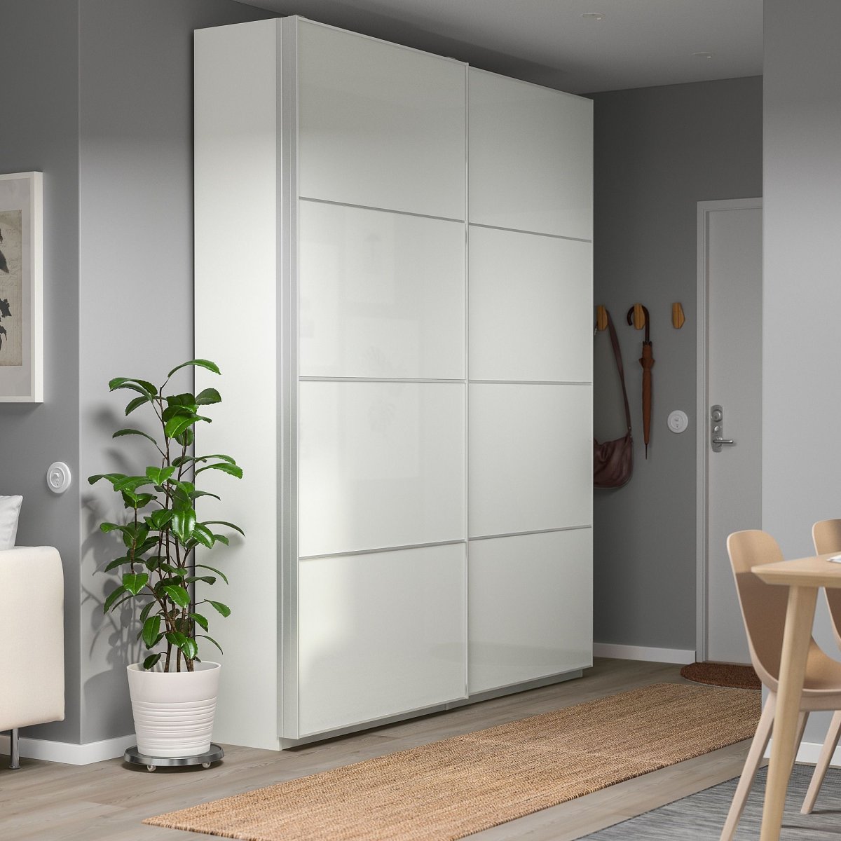 Шкаф Pax Auli белый с зеркалом