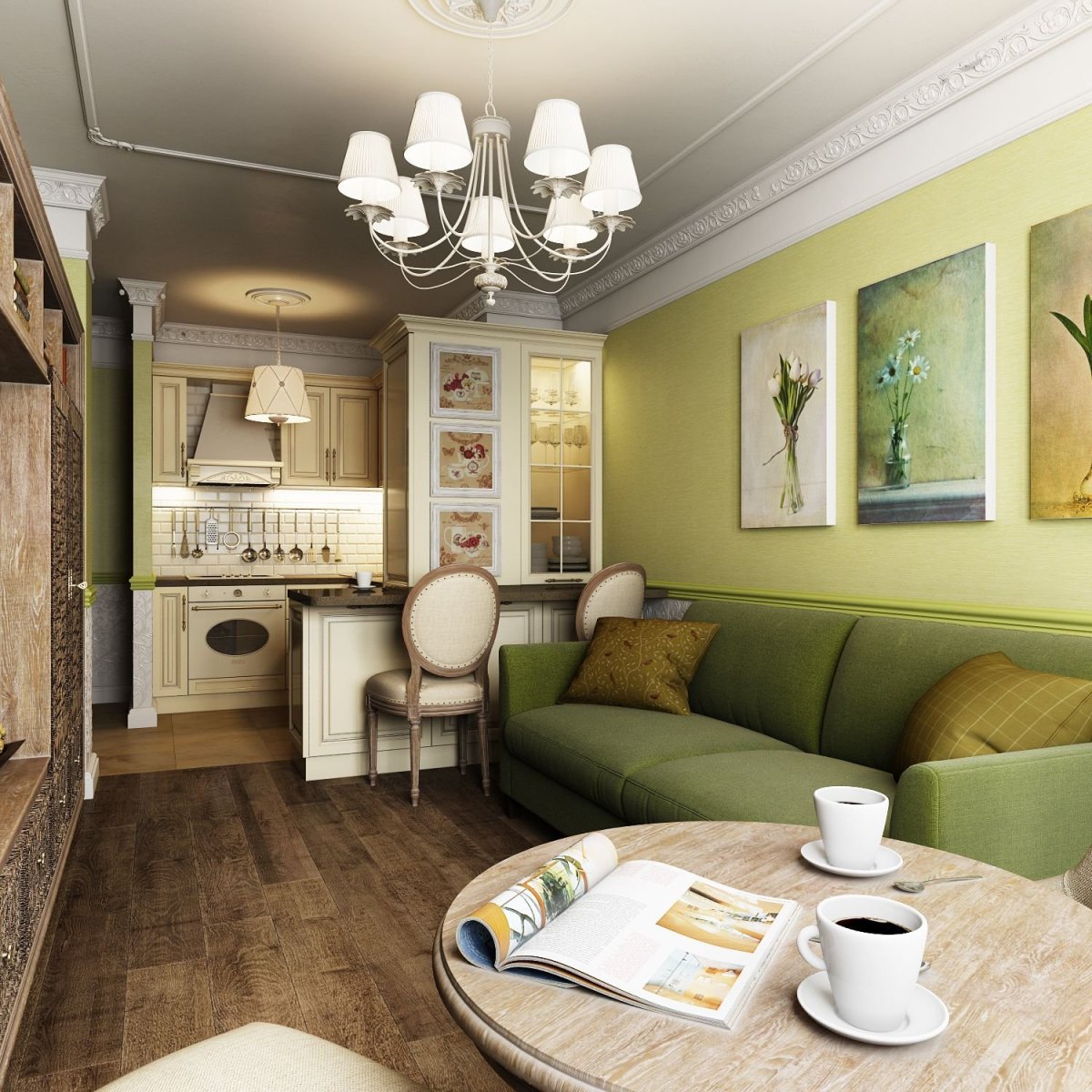 Интерьер в оливковых тонах