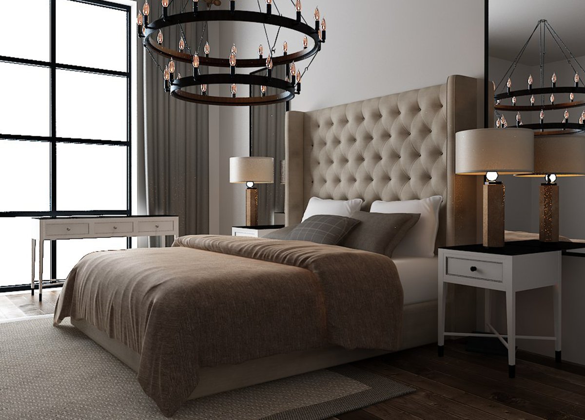 Кровать с панелью в изголовье