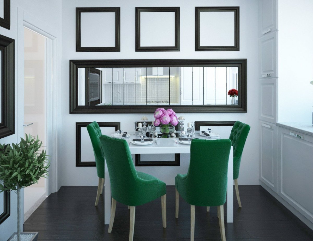 Обеденная зона коричнево зеленая