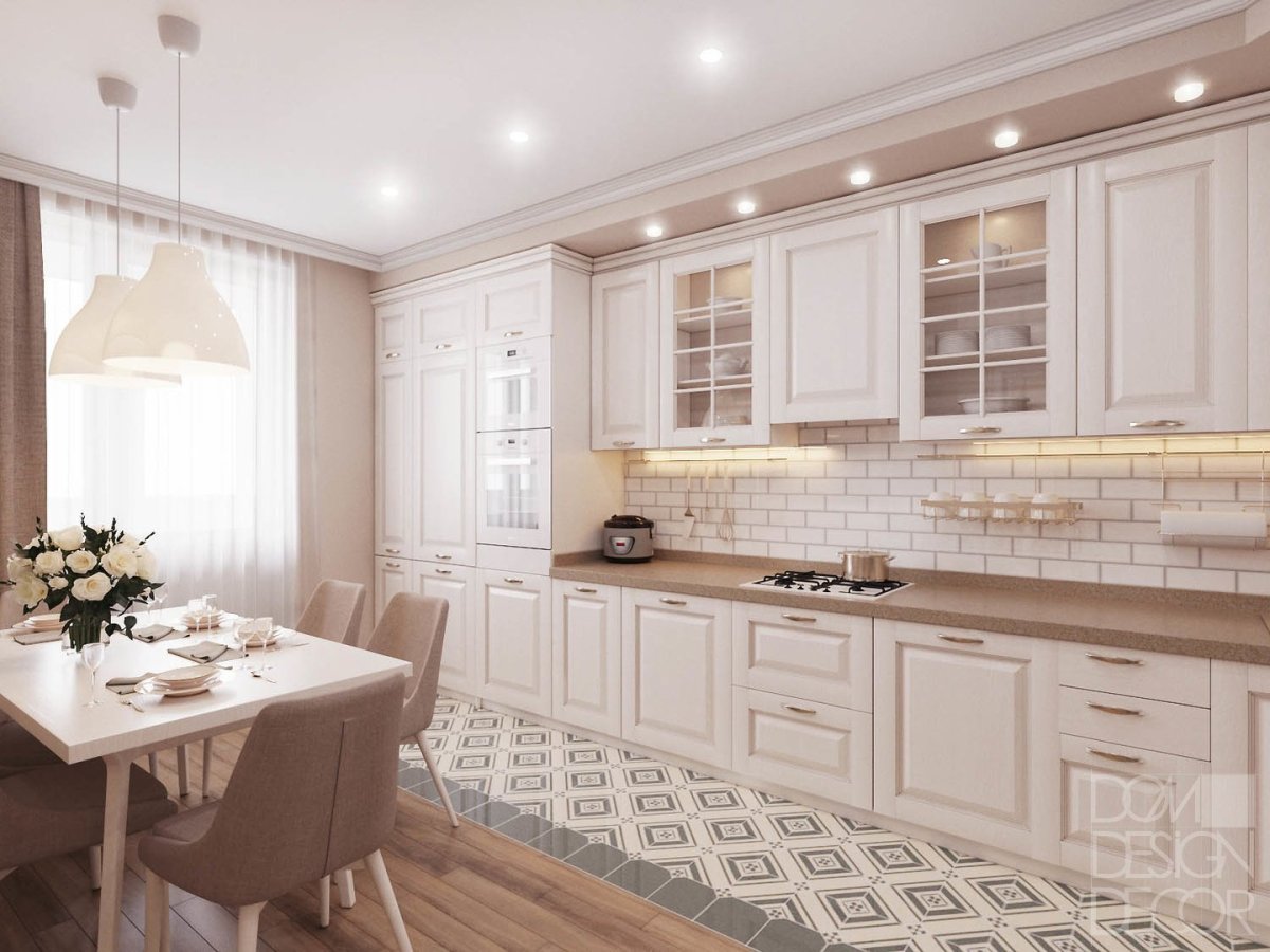 Кремовый кухонный гарнитур