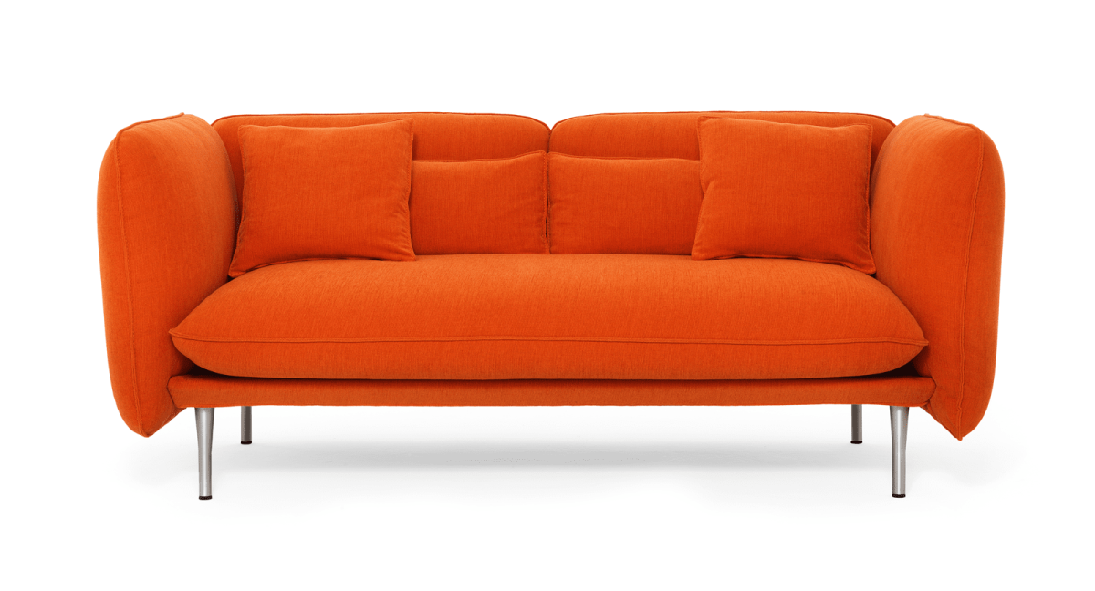 Оранжевый диван в интерьере офиса