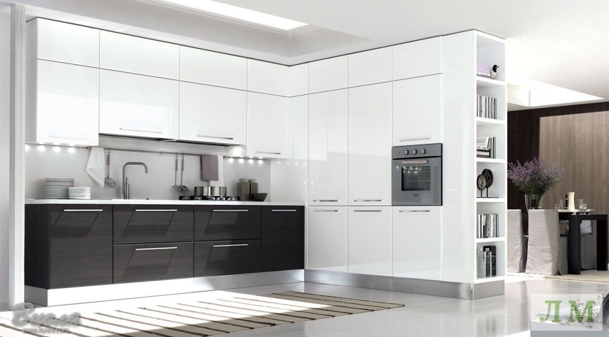Кухни хайтек угловые белые