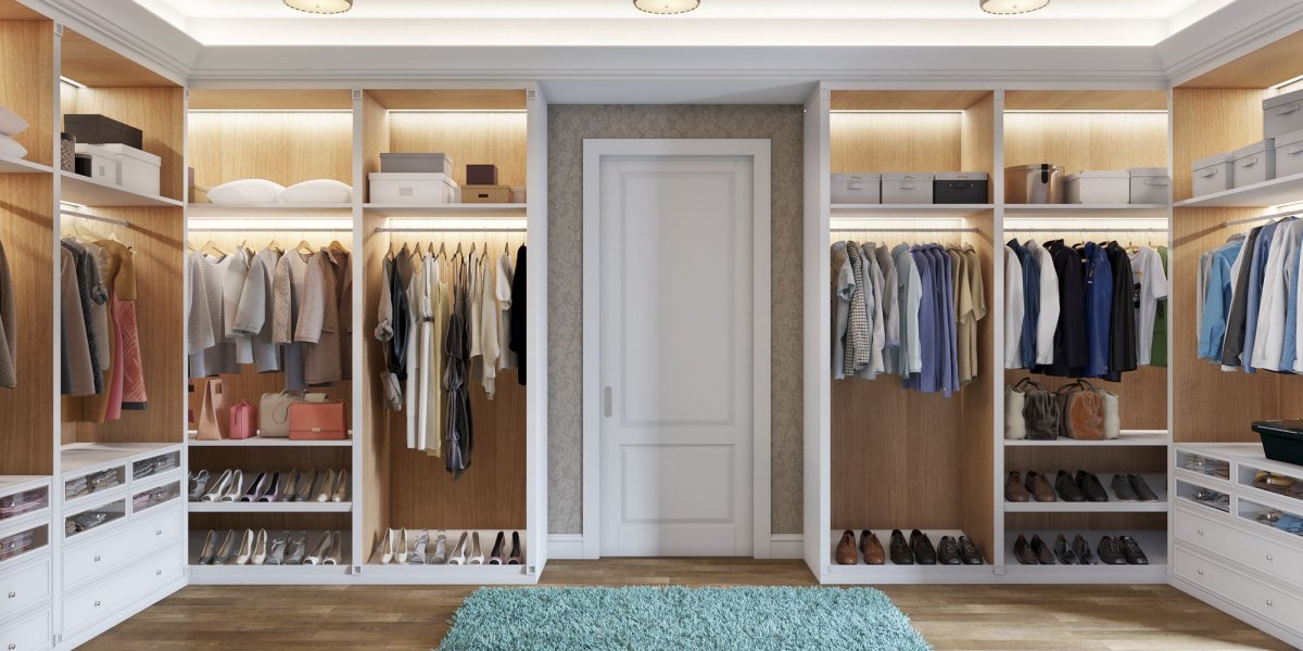 Проходная гардеробная в спальне купить