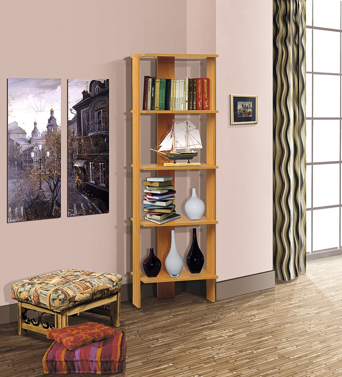 Угловой книжный стеллаж