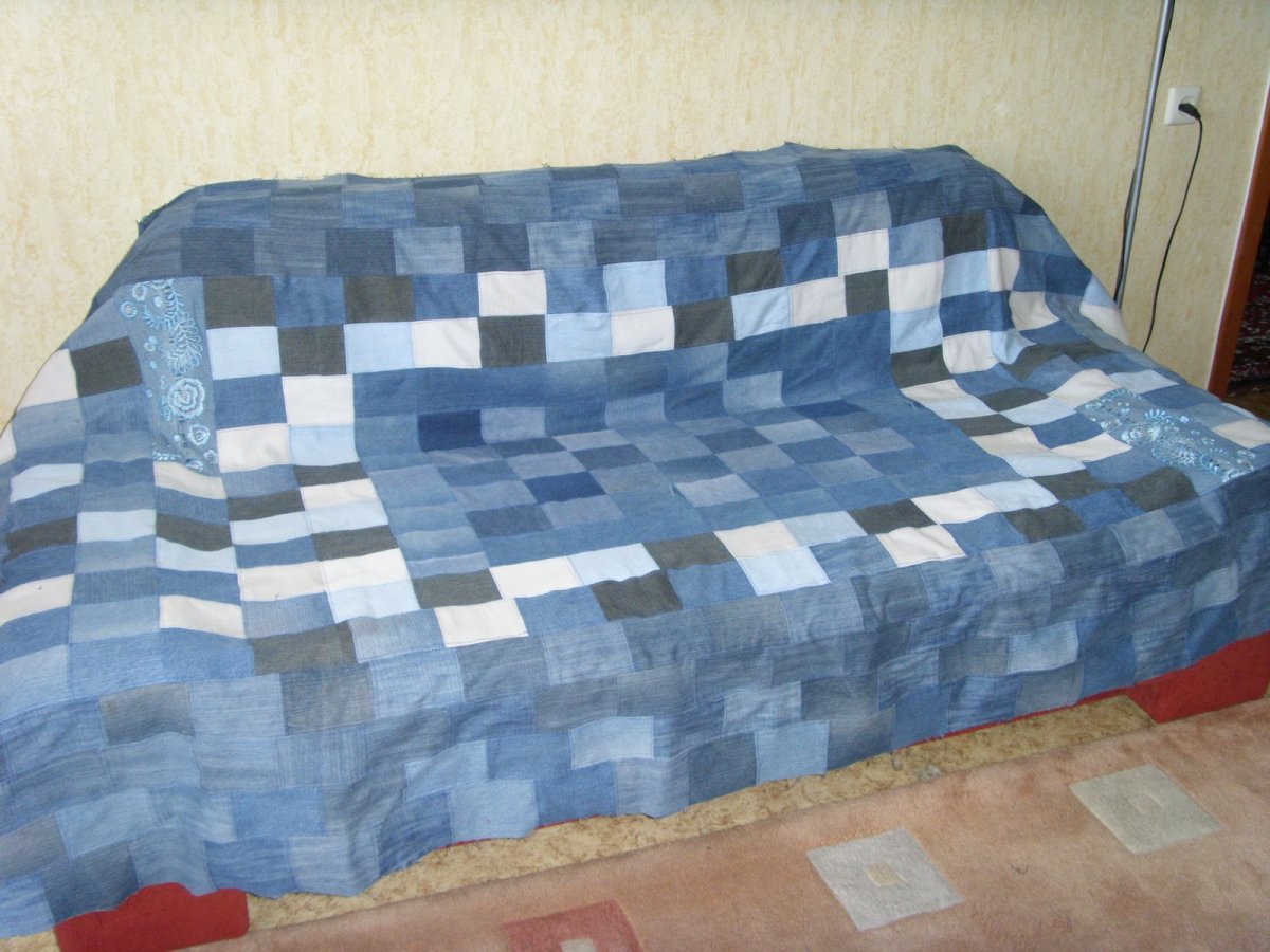 Покрывало для дивана из джинс