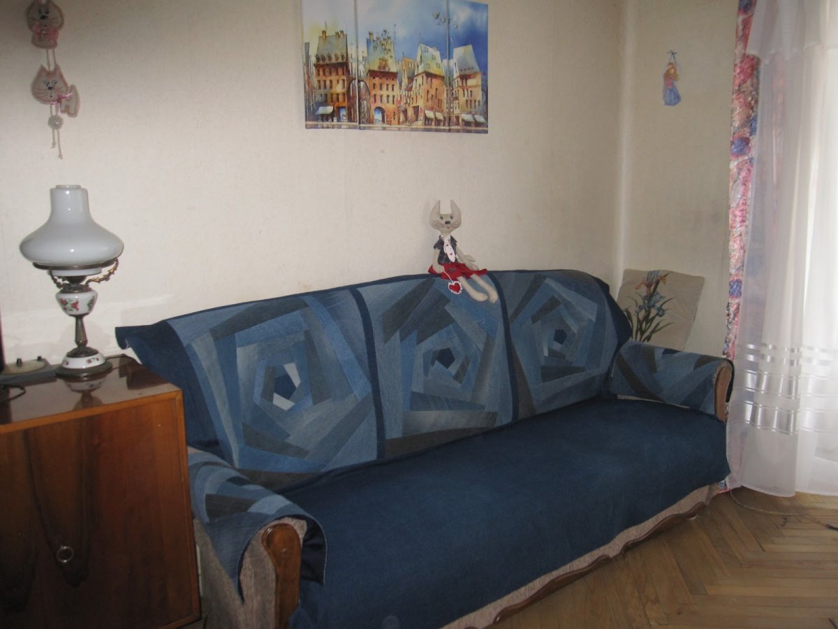 Накидка на диван из джинсов